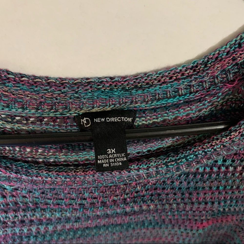 🎉HP!🎉 New Directions Multi color Crochet Soft Stretchy Sweater Size 3X - Picture 3 of 7